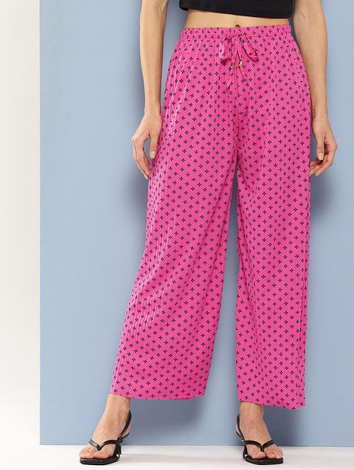 women printed mid rise ankle length straight palazzo - 21901219 - Very Small Image - 1