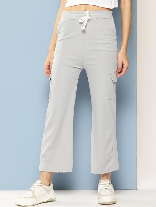 women solid mid rise cargo - 21901240 - Very Small Image - 1