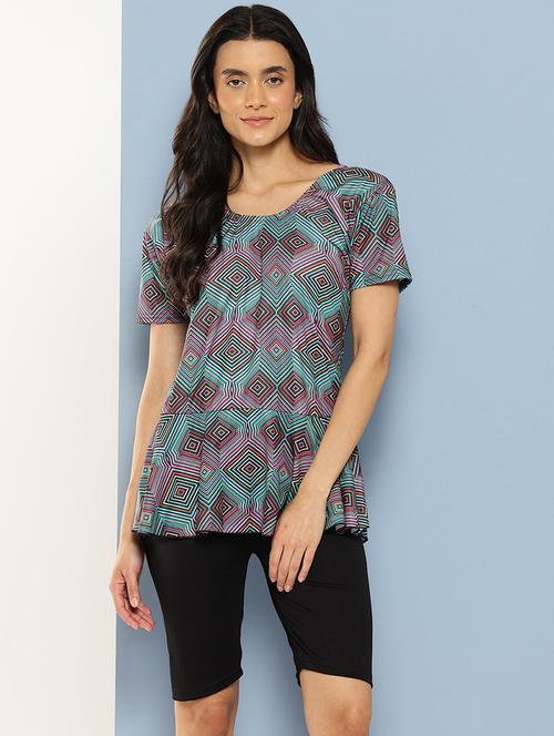 women printed short sleeves swimsuit - 21901258 - Very Small Image - 1