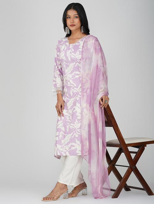 women three quarter sleeve kurta pant with dupatta set - 21901365 - Very Small Image - 1