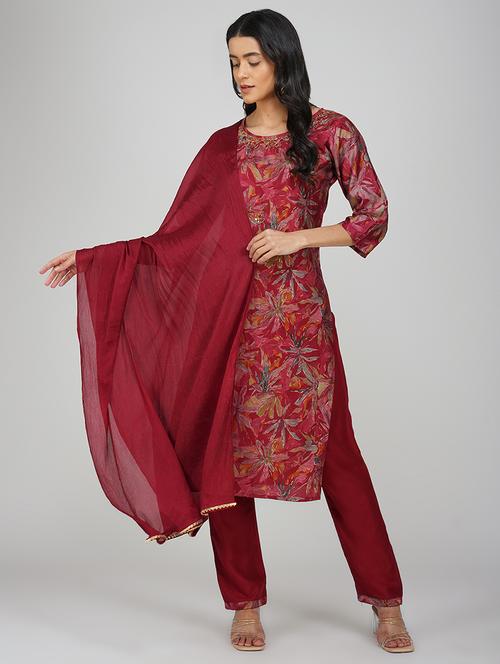 women three quarter sleeve kurta pant with dupatta set - 21901375 - Very Small Image - 1