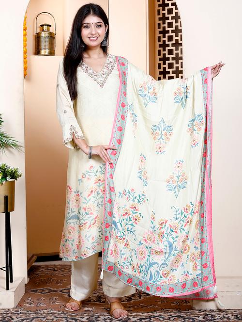 women three quarter sleeve kurta pant with dupatta set - 21901626 - Very Small Image - 1