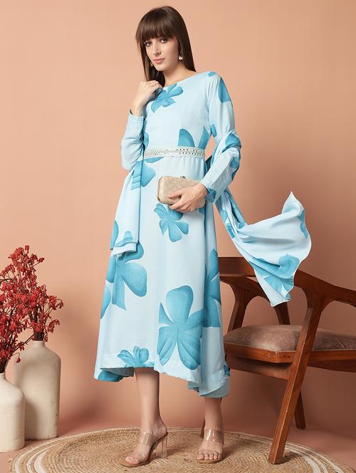 women floral long sleeve kurta dupatta set - 21901632 - Very Small Image - 1