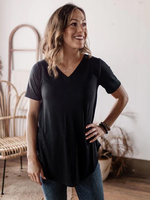 women solid short sleeves regular fit t-shirt - 21902930 - Very Small Image - 1