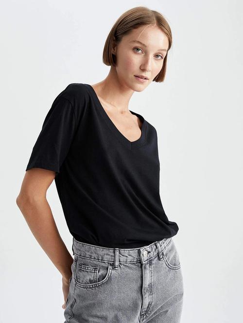 women solid short sleeves regular fit t-shirt - 21902952 - Very Small Image - 1