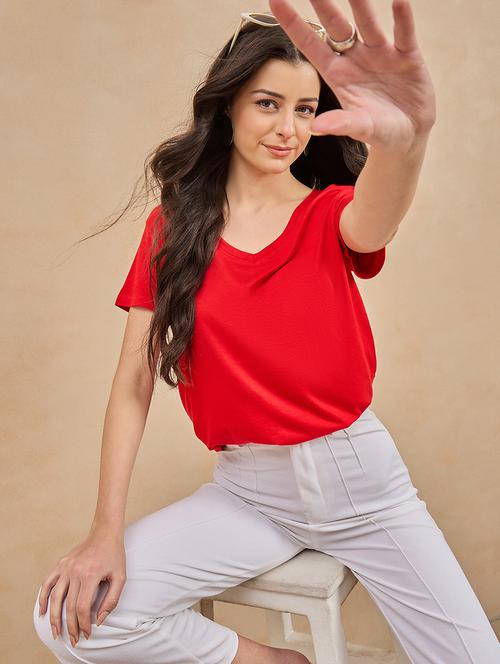 red viscose regular tshirt - 21903042 - Very Small Image - 1