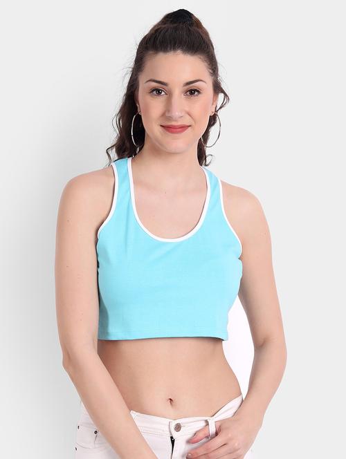 women solid sleeveless crop tank top - 21903515 - Very Small Image - 1