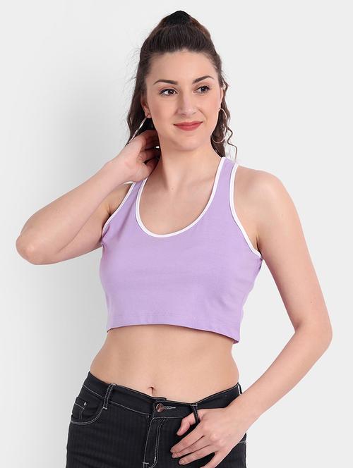 women solid sleeveless crop tank top - 21903517 - Very Small Image - 1