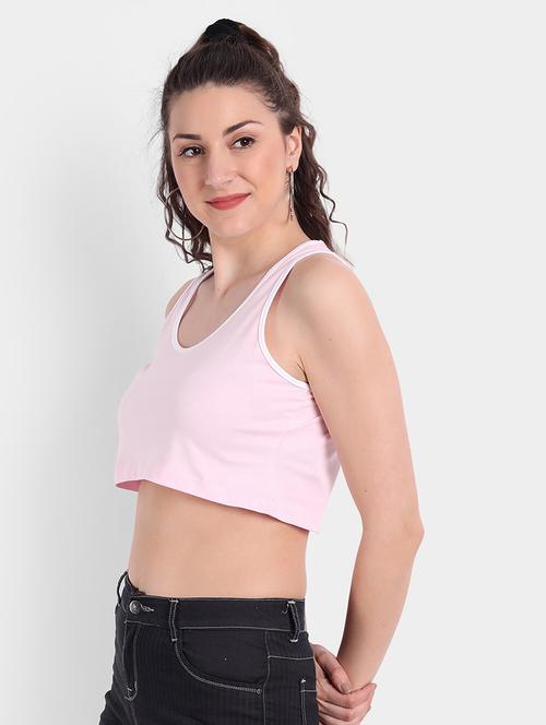 women solid sleeveless crop tank top - 21903518 - Very Small Image - 1