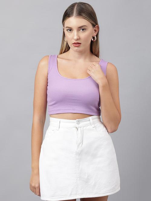 women solid sleeveless crop top - 21903556 - Very Small Image - 1