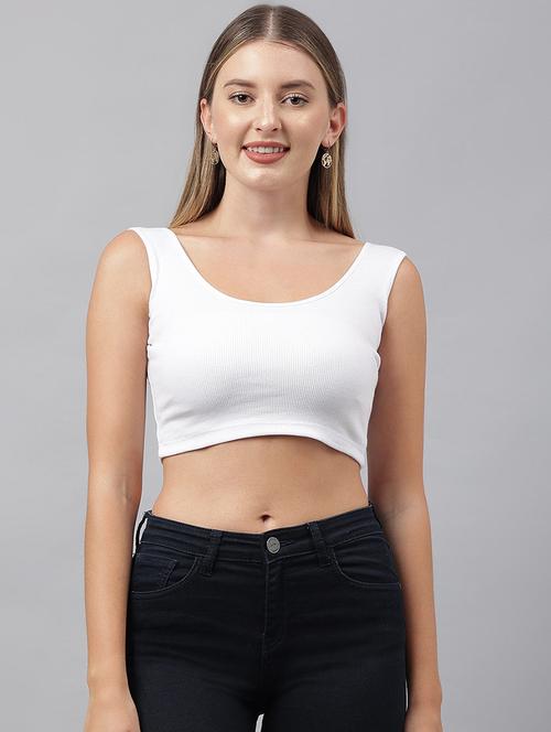 women solid sleeveless crop top - 21903558 - Very Small Image - 1