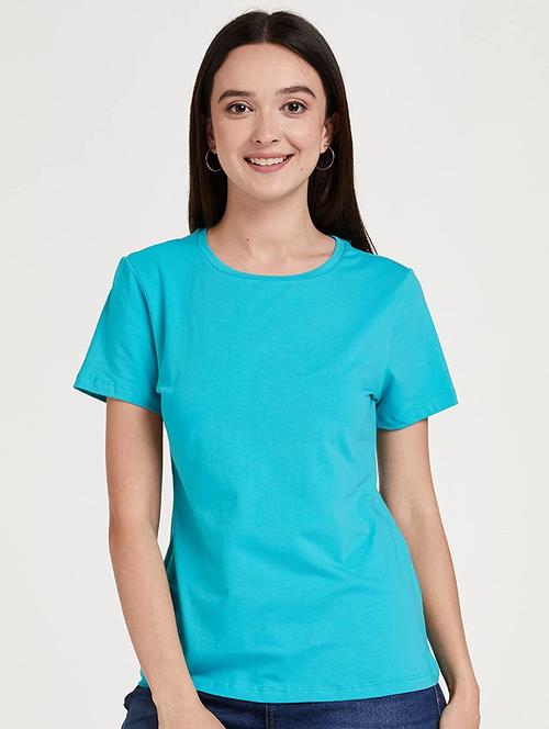 women solid round neck casual wear t-shirt - 21903652 - Very Small Image - 1
