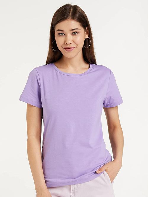 women solid round neck casual wear t-shirt - 21903655 - Very Small Image - 1