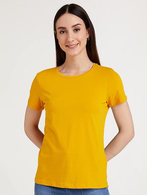 women solid round neck casual wear t-shirt - 21903656 - Very Small Image - 1
