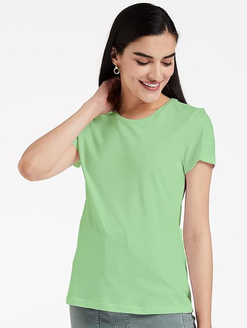women solid round neck casual wear t-shirt - 21903660 - Very Small Image - 1