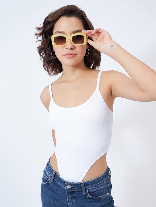 women solid shoulder strap bodysuit top - 21903676 - Very Small Image - 1