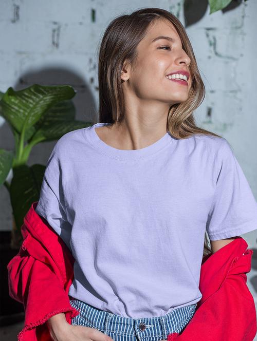 women solid round neck casual wear t-shirt - 21903765 - Very Small Image - 1