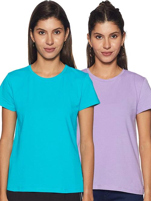 women pack of 2 solid round neck t-shirt - 21903917 - Very Small Image - 1