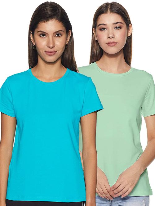 women pack of 2 solid round neck t-shirt - 21903922 - Very Small Image - 1