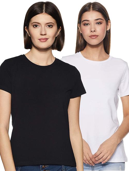 women pack of 2 solid round neck t-shirt - 21903932 - Very Small Image - 1