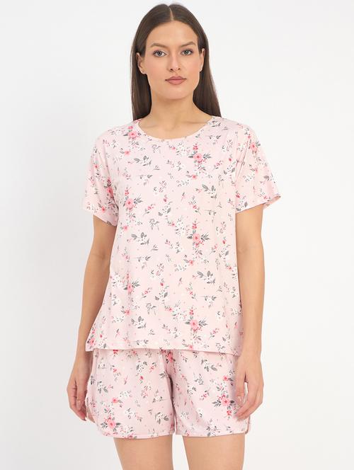women printed nightwear shrorts set - 21904429 - Very Small Image - 1