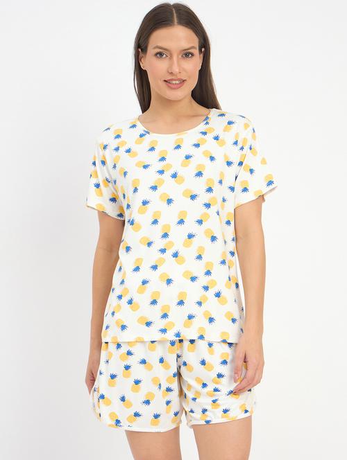 women printed nightwear shrorts set - 21904430 - Very Small Image - 1