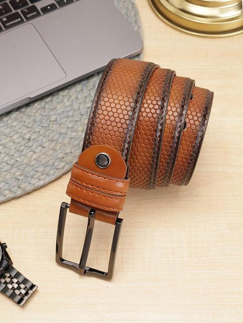 men tan textured belt - 21904638 - Very Small Image - 1