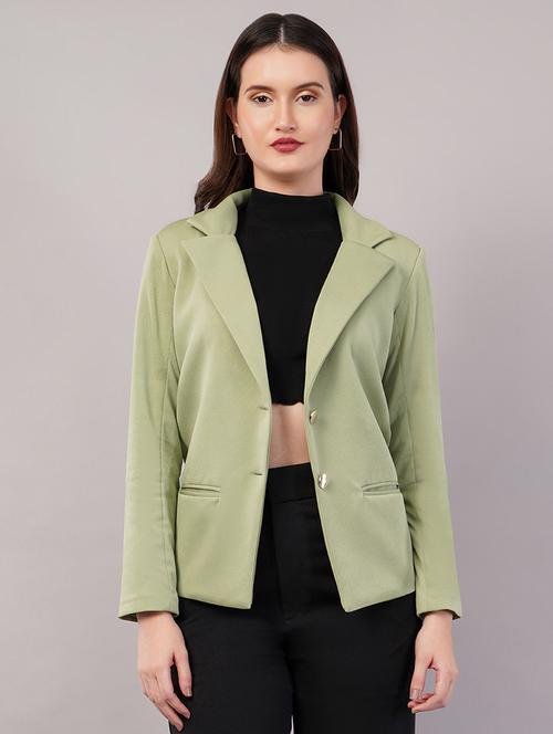 women solid long sleeves single breasted blazer - 21905160 - Very Small Image - 1
