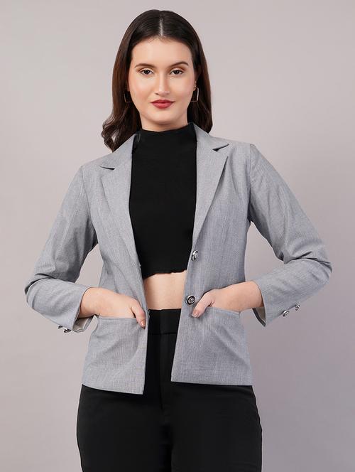 women striped long sleeves single breasted blazer - 21905166 - Very Small Image - 1