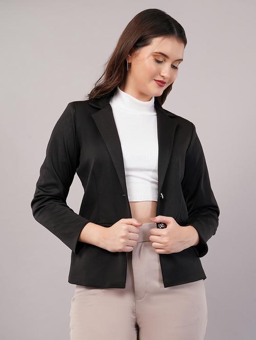 women solid long sleeves single breasted blazer - 21905169 - Very Small Image - 1