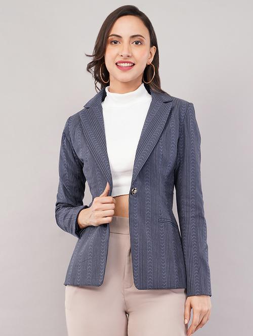women self designed long sleeves single breasted blazer - 21905172 - Very Small Image - 1