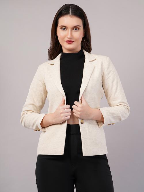 women solid long sleeves single breasted blazer - 21905178 - Very Small Image - 1