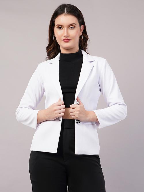 women solid long sleeves single breasted blazer - 21905179 - Very Small Image - 1