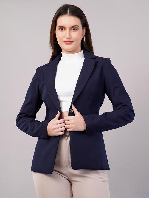 women solid long sleeves single breasted blazer - 21905180 - Very Small Image - 1