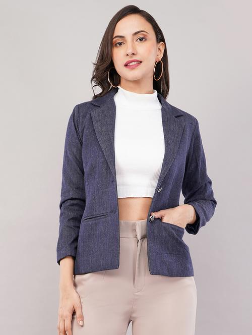 women solid long sleeves single breasted blazer - 21905189 - Very Small Image - 1