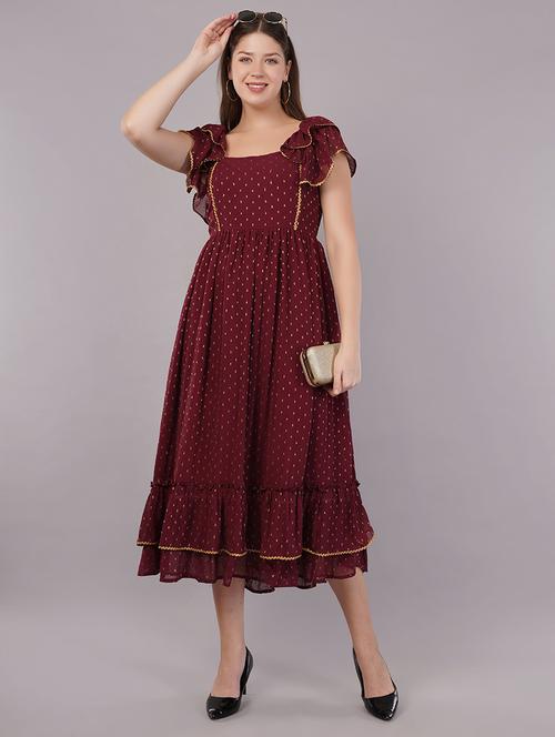 women self designed ruffle sleeves tiered dress - 21905229 - Very Small Image - 1
