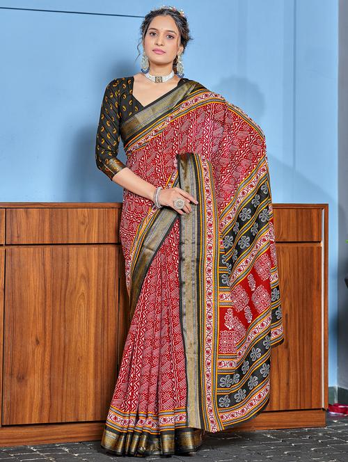 women printed casual wear saree with blouse - 21905359 - Very Small Image - 1