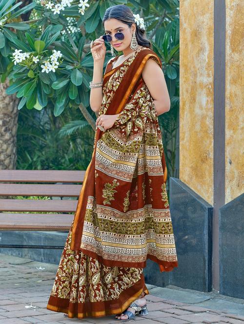 women printed casual wear saree with blouse - 21905377 - Very Small Image - 1