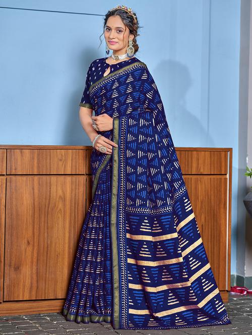 women printed casual wear saree with blouse - 21905399 - Very Small Image - 1