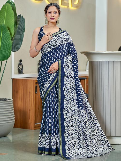 women printed casual wear saree with blouse - 21905403 - Very Small Image - 1