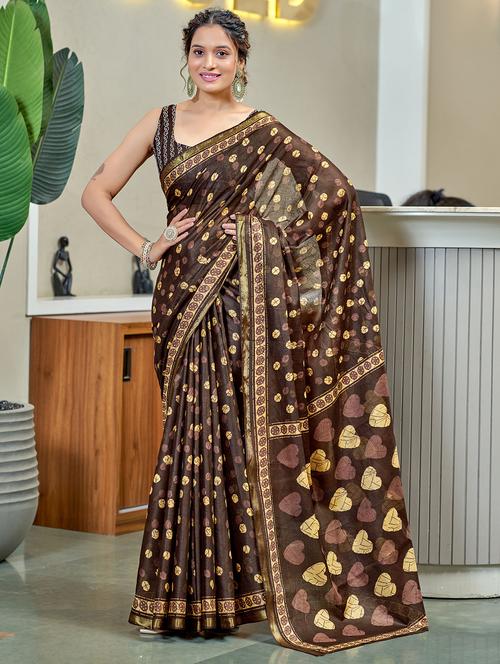 women printed casual wear saree with blouse - 21905408 - Very Small Image - 1
