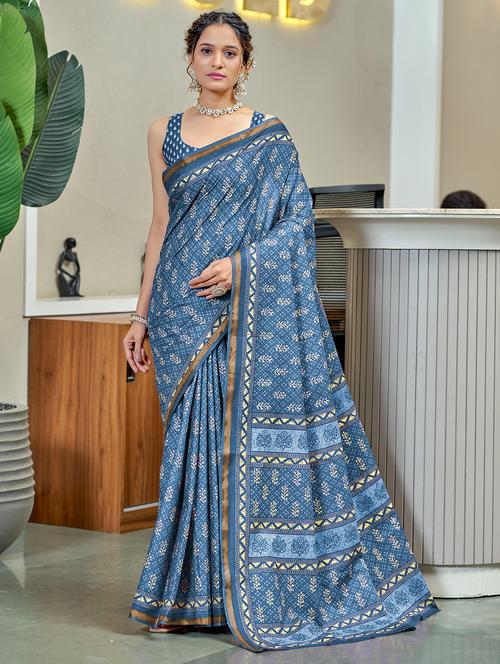 women printed casual wear saree with blouse - 21905409 - Very Small Image - 1