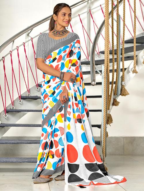 women geometric printed saree with blouse - 21905420 - Very Small Image - 1