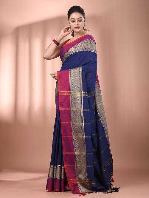 Women Striped Handloom Saree With Blouse - 21905527 - Very Small Image - 1