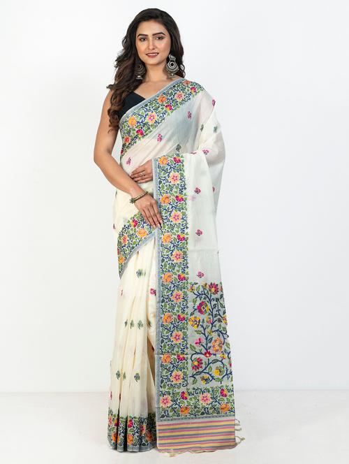 women floral handloom saree with blouse - 21905731 - Very Small Image - 1