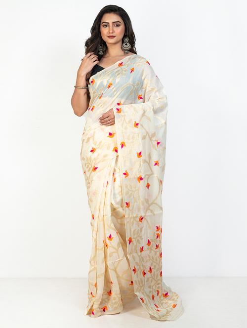 women floral jamdani saree with blouse - 21905735 - Very Small Image - 1