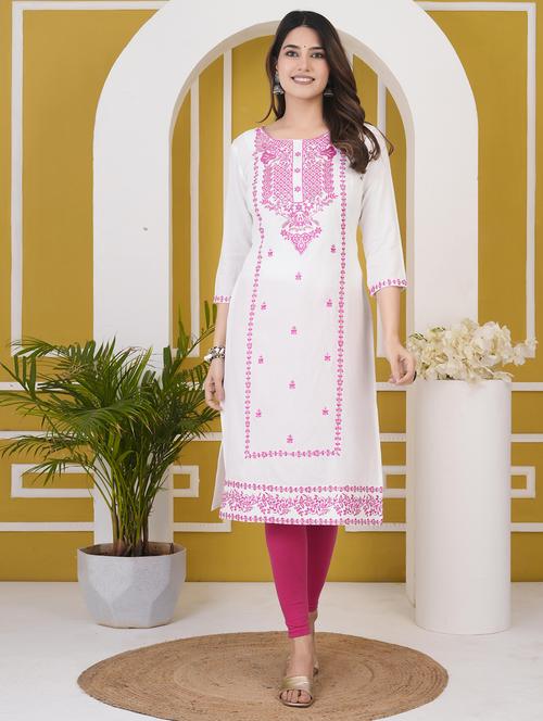 women embroidered three quarter sleeve straight kurta - 21905811 - Very Small Image - 1