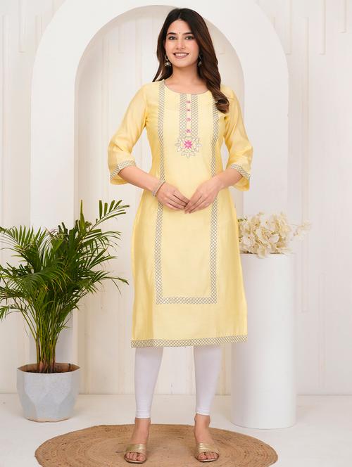 women embroidered three quarter sleeve straight kurta - 21905814 - Very Small Image - 1