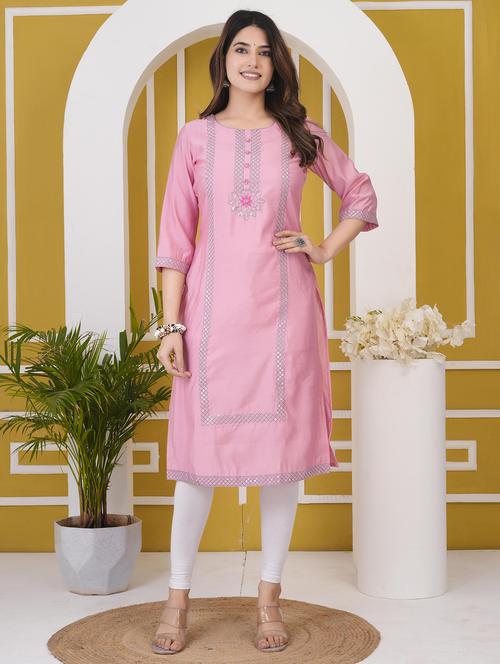 women embroidered three quarter sleeve straight kurta - 21905815 - Very Small Image - 1