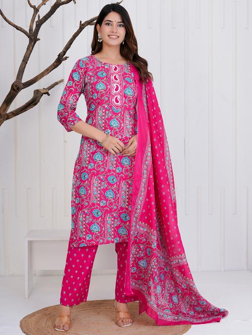 women three quarter sleeve kurta pant with dupatta set - 21905862 - Very Small Image - 1